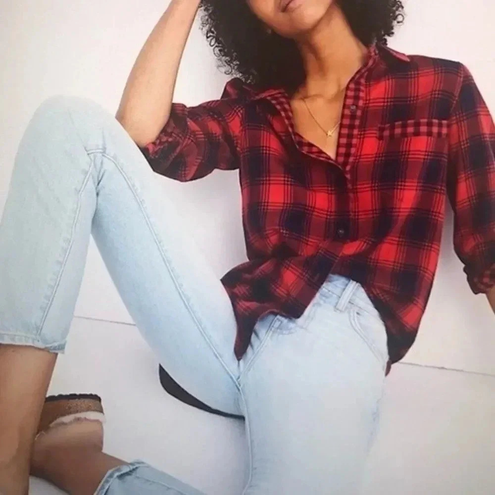 Madewell Buffalo Plaid Button Down Flannel Top